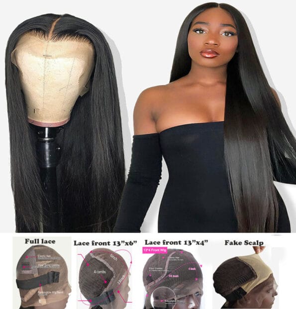 2. Bone Straight Human Hair Lace Wig for African-American Women