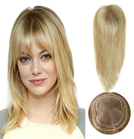 Blonde Hair Topper with Dark Roots