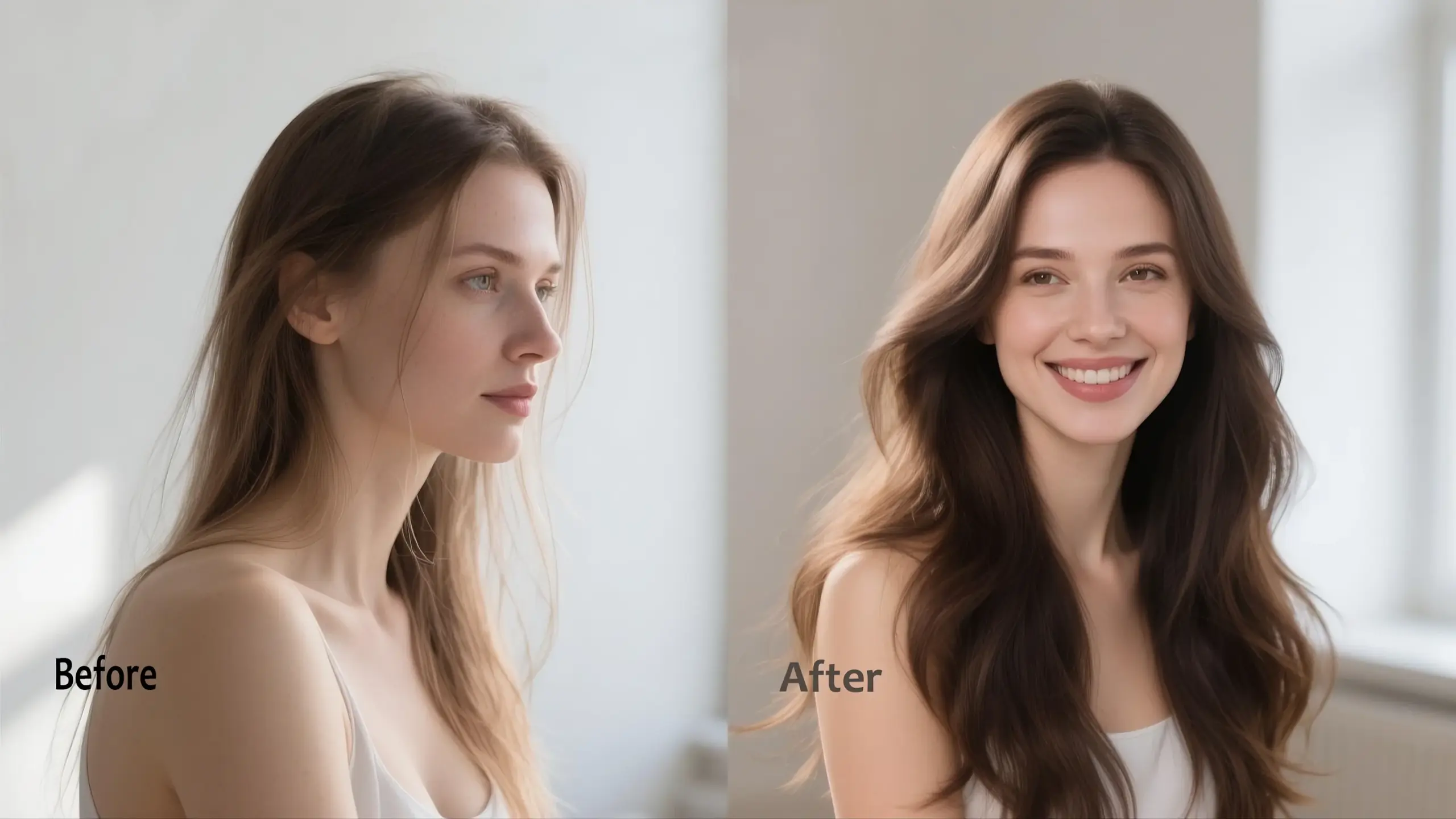 Hair topper before and after
