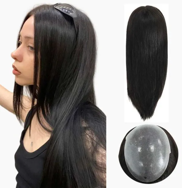 skin top hair topper gel hair natural black color